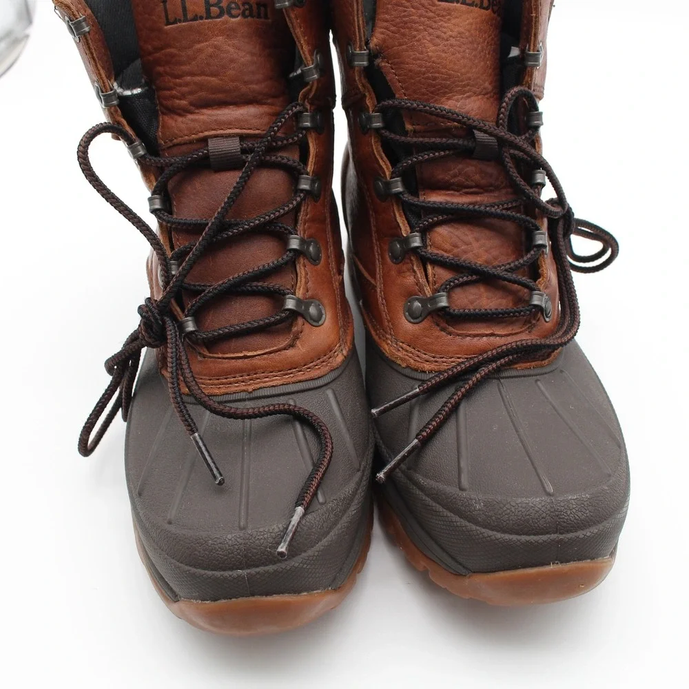 LL Bean Storm Chaser Boots Mens Size 8M Brown Leather Insulated 200g Waterproof